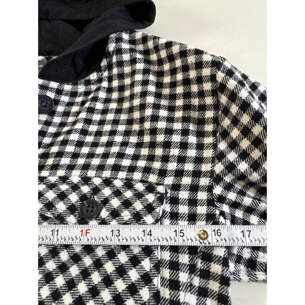 EDDIE BAUER Black White Plaid Hooded Button‎ Down Jacket Women's XS NWOT - Picture 13 of 15
